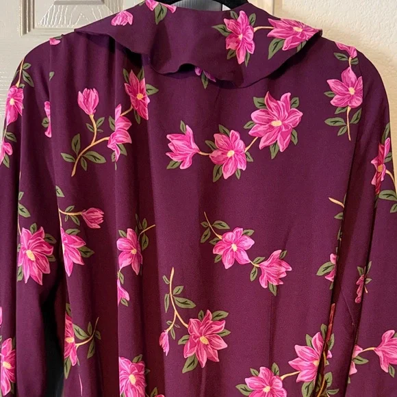 Draper James Plus Size Plum Floral Wrap Dress with Ruffles - Picture 11 of 12